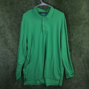 Polo Golf Ralph Lauren Long‎ Sleeve Polyester Shirt Green XL Performance Stret